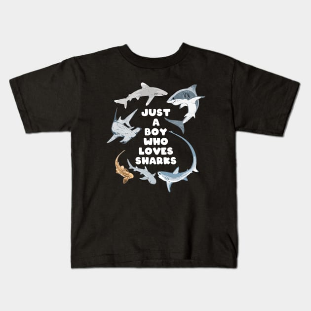 Just a Boy who loves Sharks Kids T-Shirt by NicGrayTees